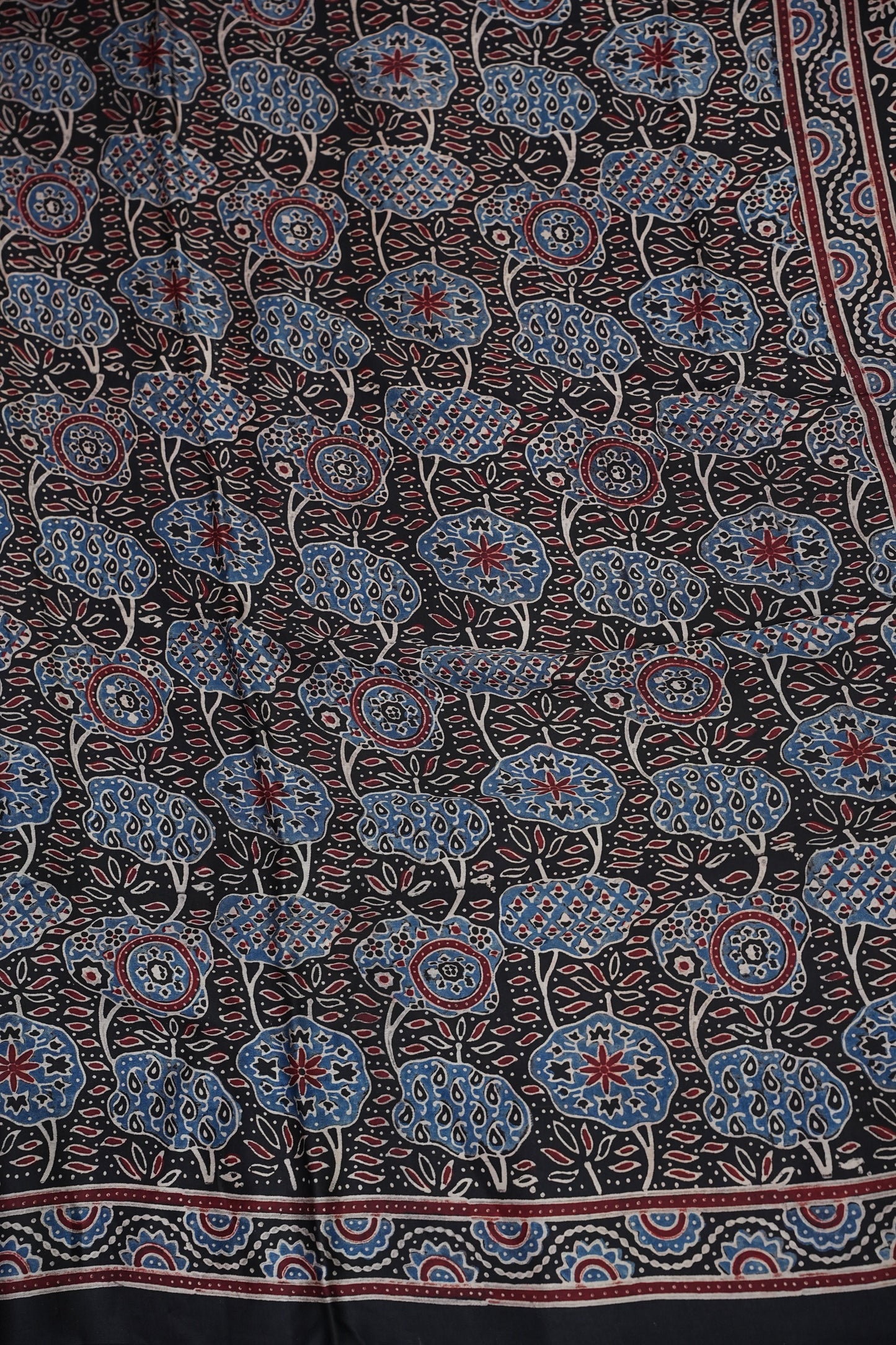 Pure Modal Silk Saree with Authentic Ajrakh Prints – Black