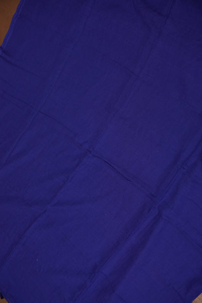 Royal Blue Mul Mul Cotton Party Wear Saree with Handcrafted Peacock Feather Embellishment