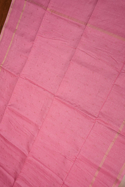 Semi Tussar Silk Saree with Traditional Gap Border – Rose Pink