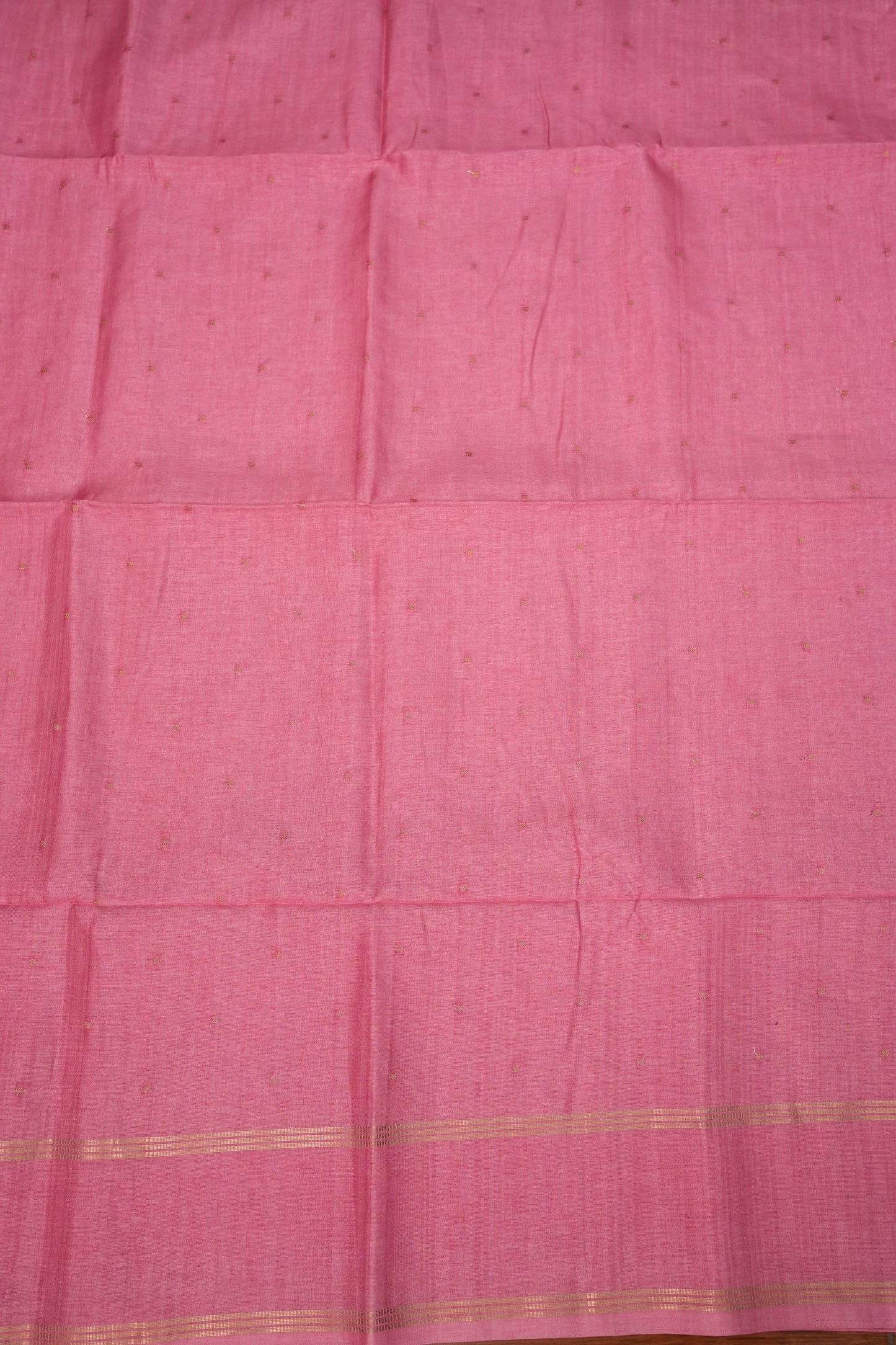 Semi Tussar Silk Saree with Traditional Gap Border – Rose Pink