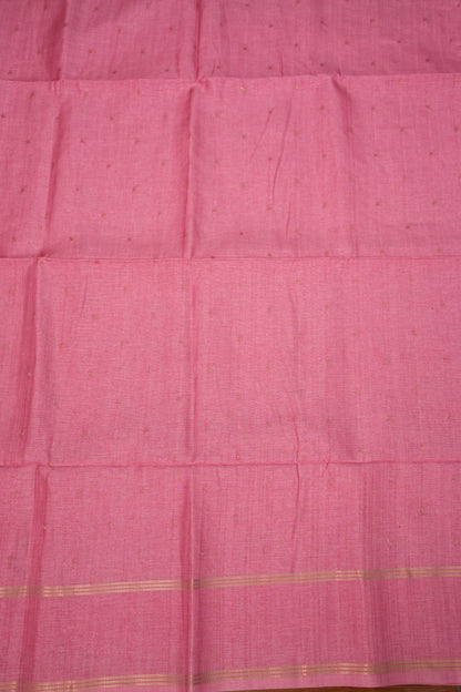 Semi Tussar Silk Saree with Traditional Gap Border – Rose Pink
