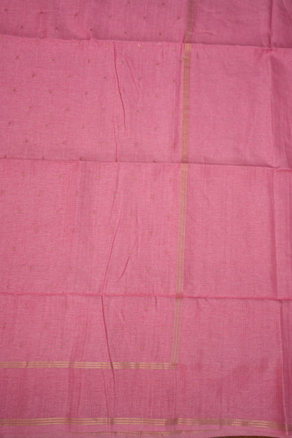 Semi Tussar Silk Saree with Traditional Gap Border – Rose Pink