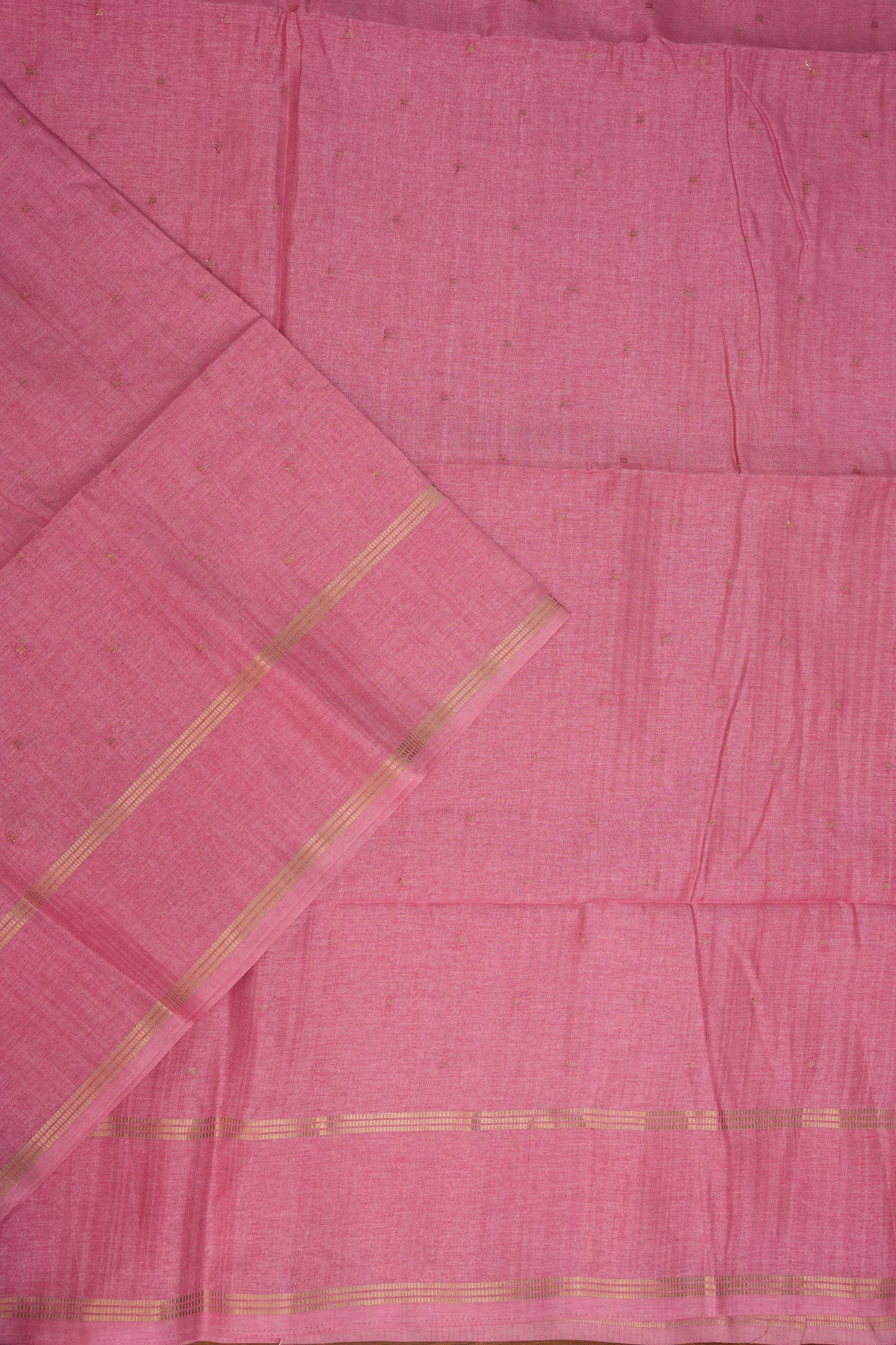 Semi Tussar Silk Saree with Traditional Gap Border – Rose Pink