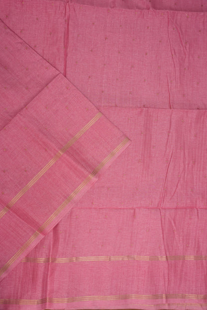 Semi Tussar Silk Saree with Traditional Gap Border – Rose Pink