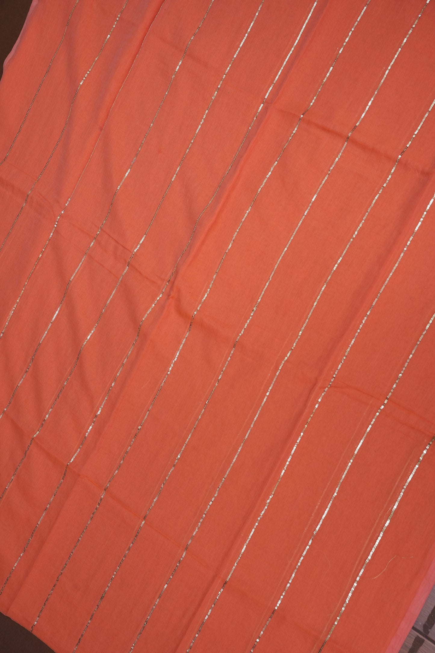 Mulmul Cotton Saree with Tassels - Peach Orange