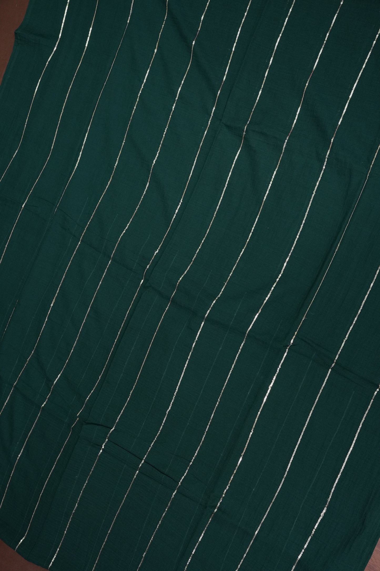 Mulmul Cotton Saree with Tassels - Teal Green