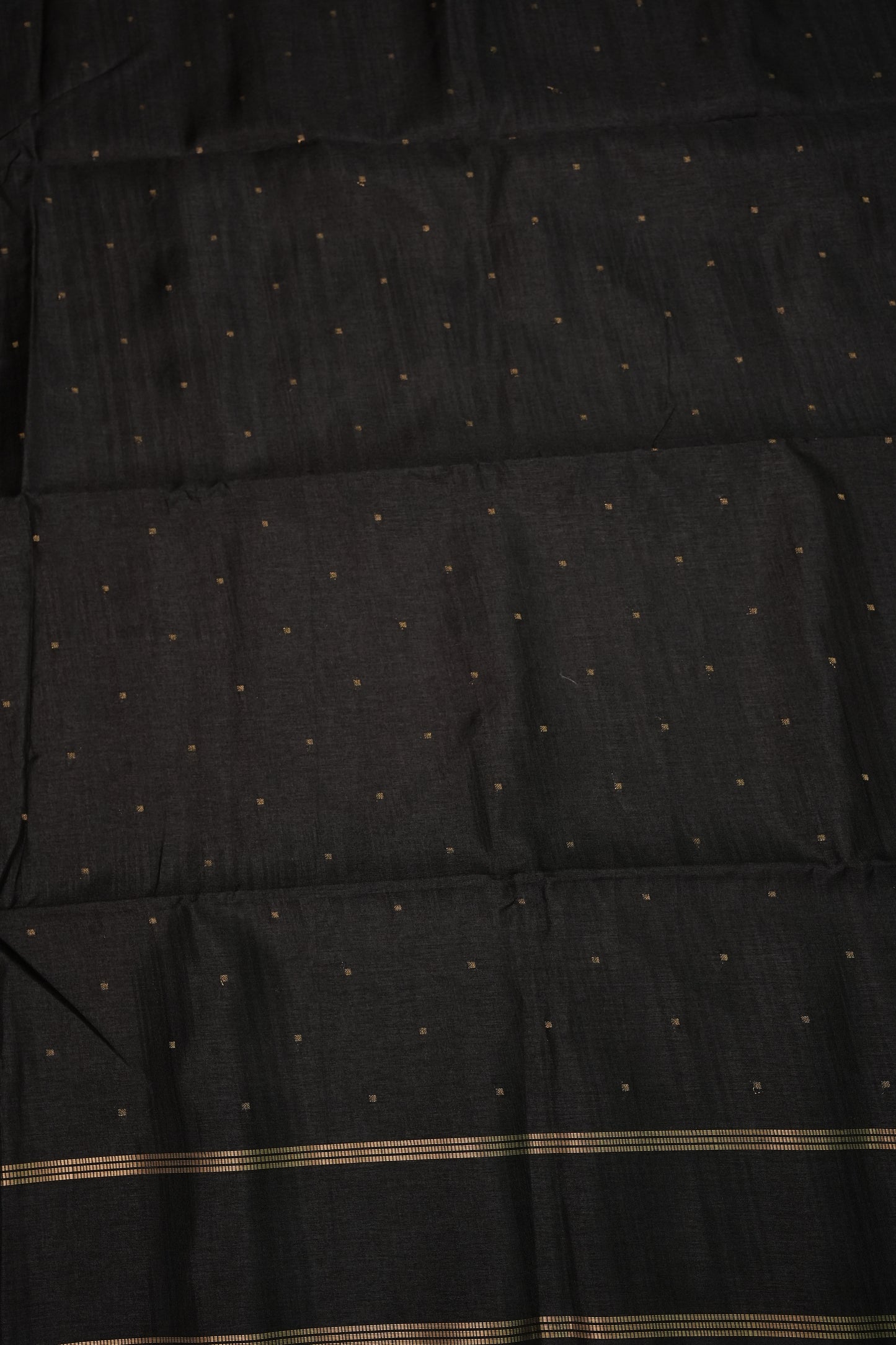 Semi Tussar Silk Saree with Traditional Gap Border – Black