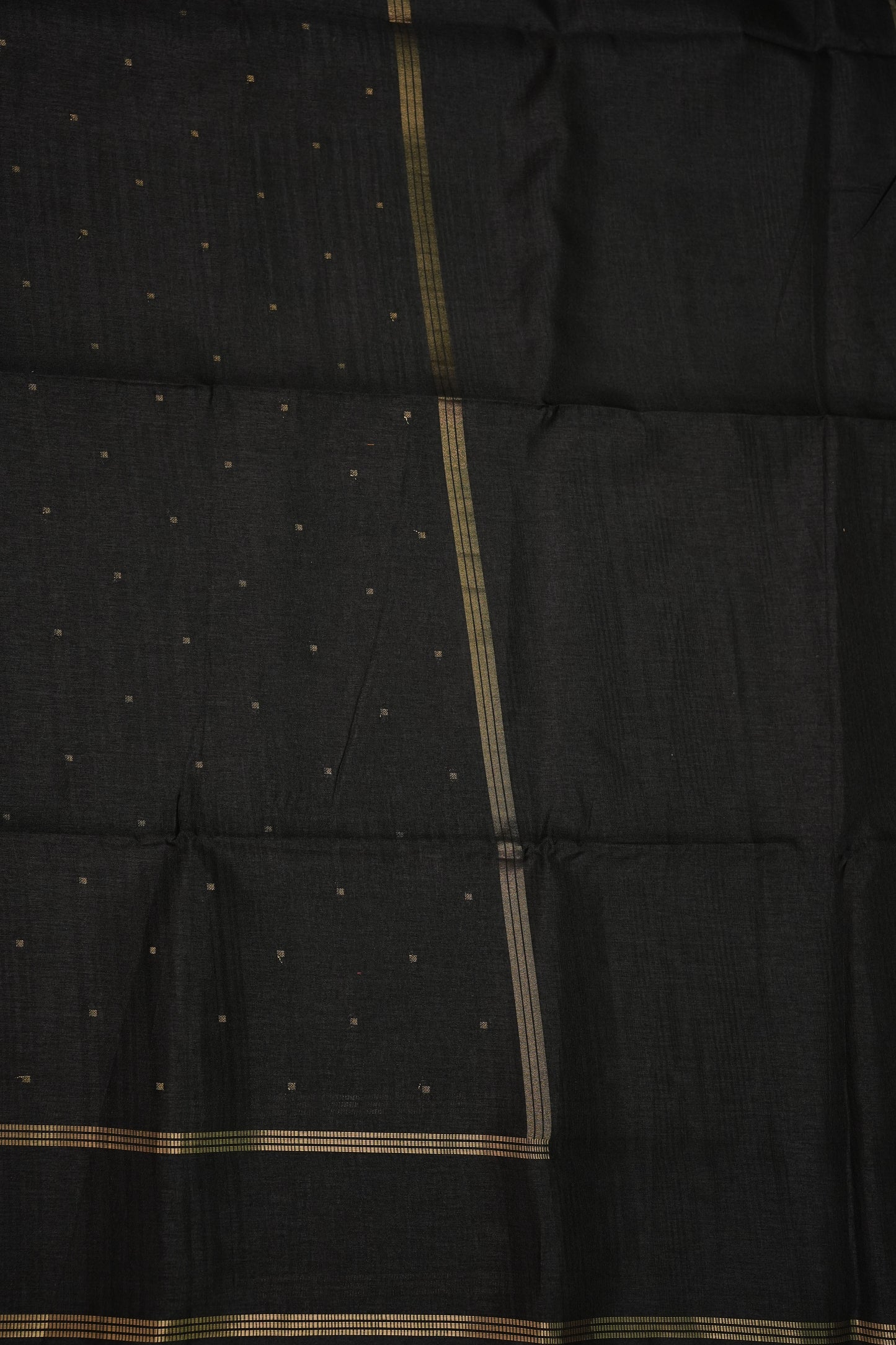 Semi Tussar Silk Saree with Traditional Gap Border – Black