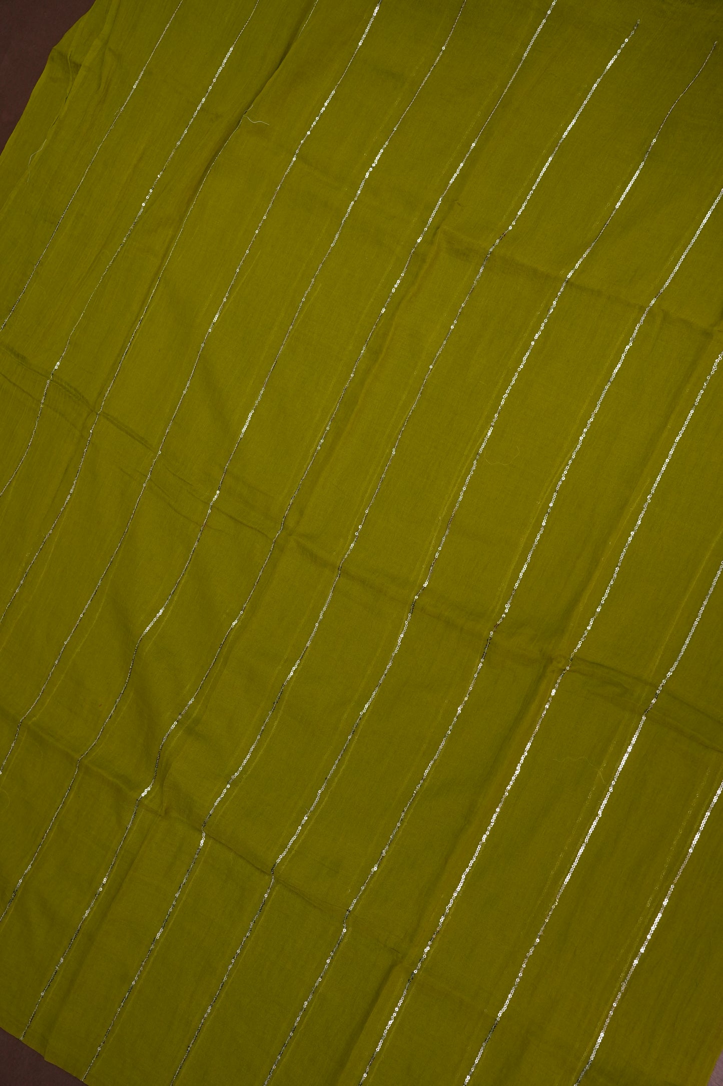 Mulmul Cotton Saree with Tassels - Green
