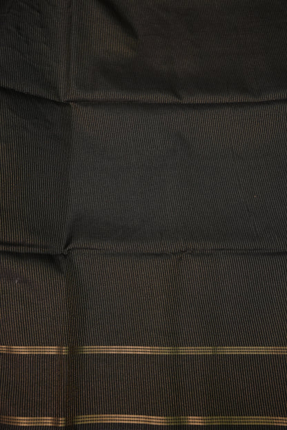 Semi Tussar Silk Saree with Traditional Gap Border – Black