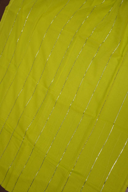 Mulmul Cotton Saree with Tassels - Parrot Green