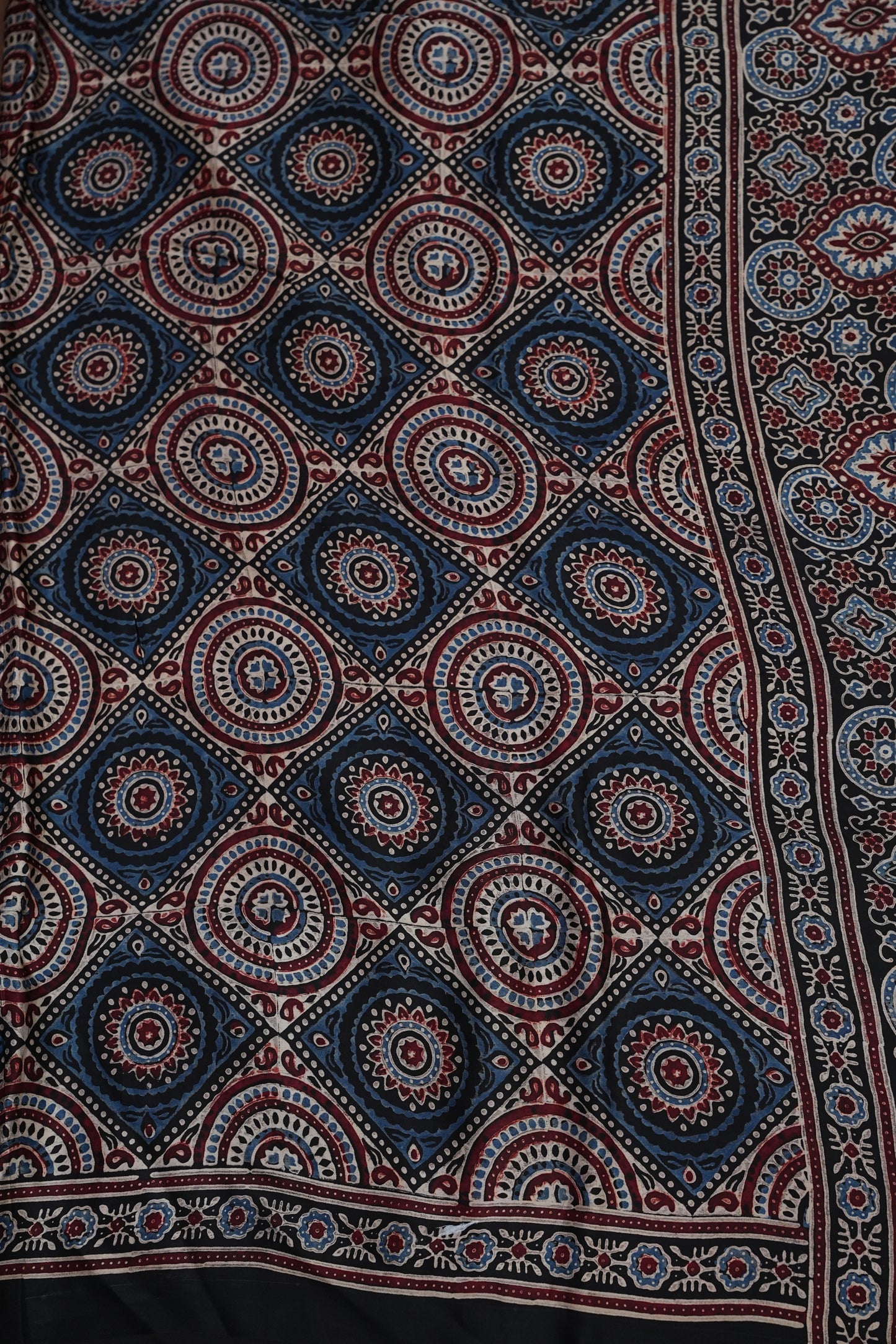 Pure Modal Silk Saree with Authentic Ajrakh Prints – Black
