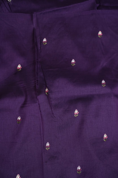 Party Wear Embroidered Soft Organza Saree – Royal Purple Floral Elegance