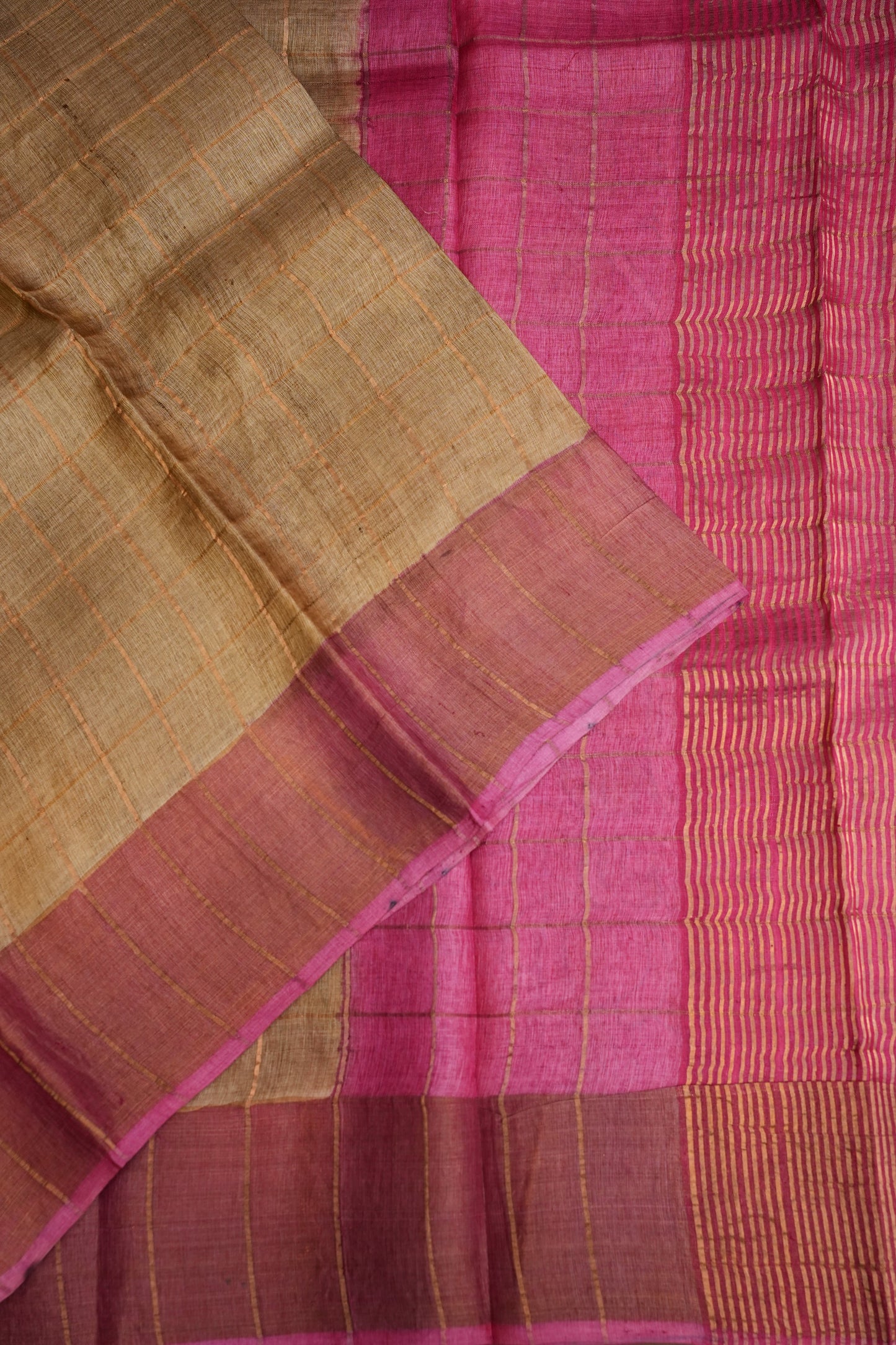 Pure Tussar Silk Saree with Hand-Painted Kalamkari Blouse | Silk Mark Certified