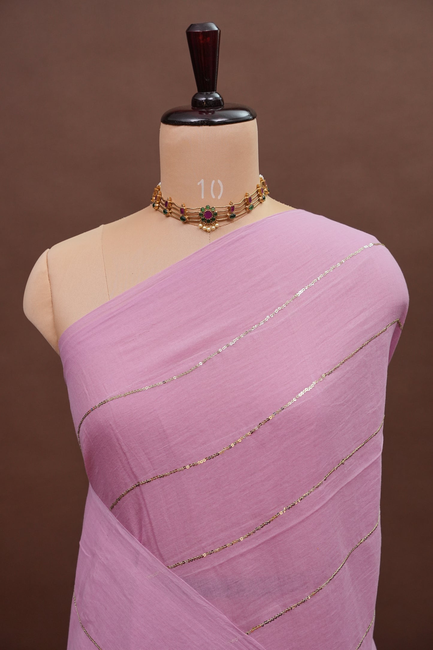 Mulmul Cotton Saree with Tassels - Baby Pink