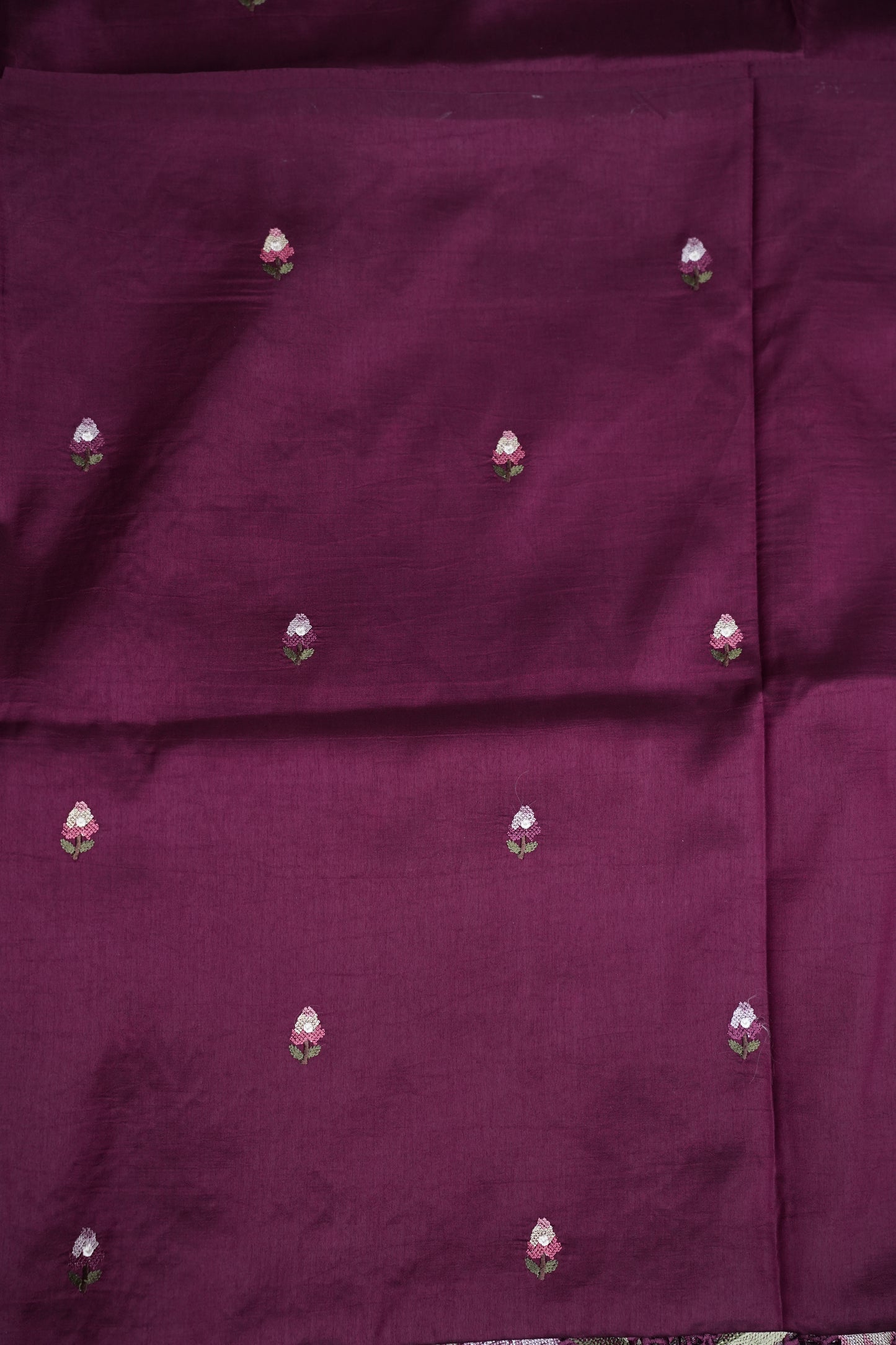 Party Wear Embroidered Soft Organza Saree – Wine Floral Elegance