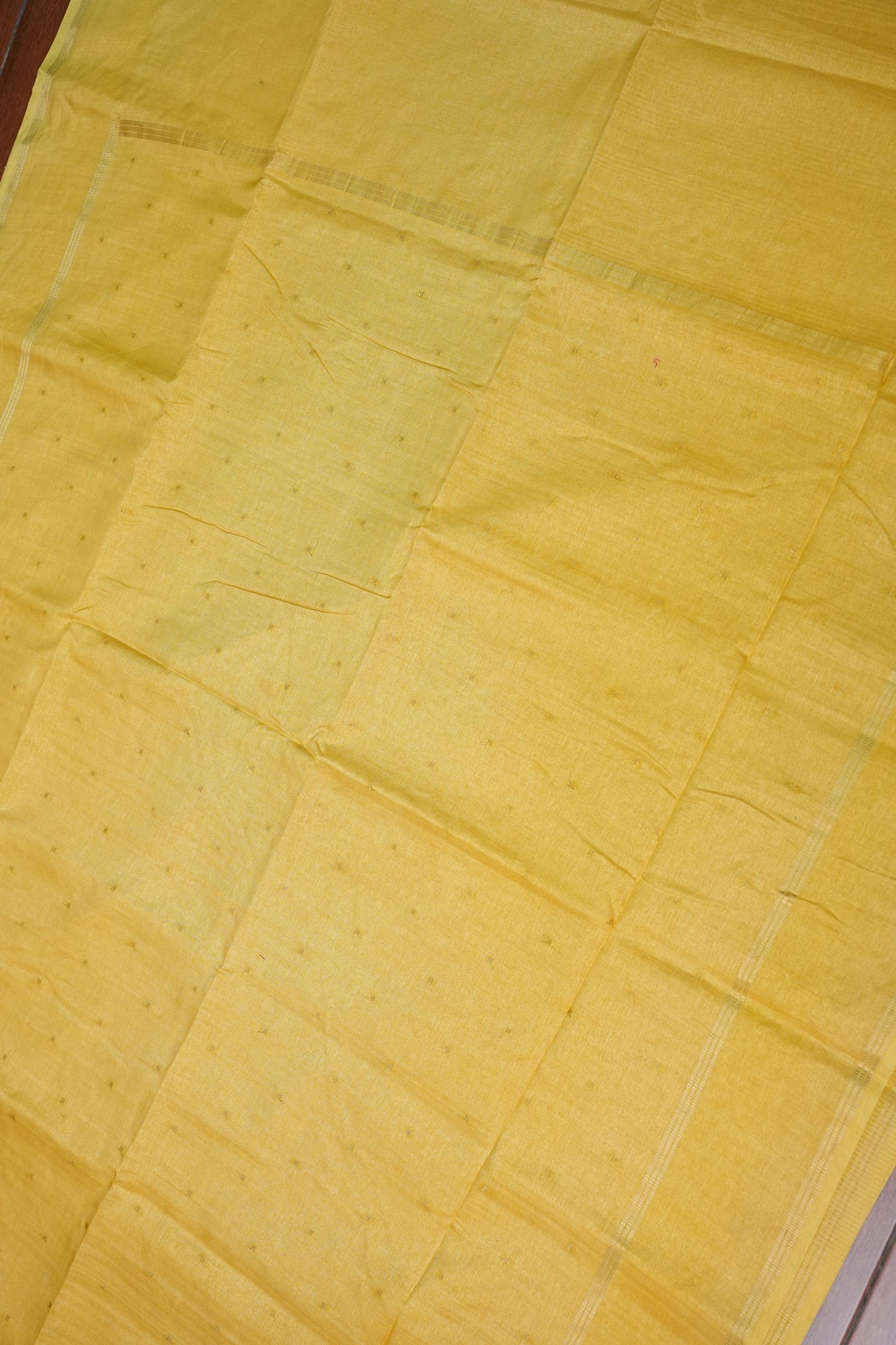Semi Tussar Silk Saree with Traditional Gap Border – Mustard Yellow