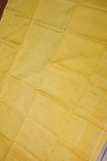 Semi Tussar Silk Saree with Traditional Gap Border – Mustard Yellow