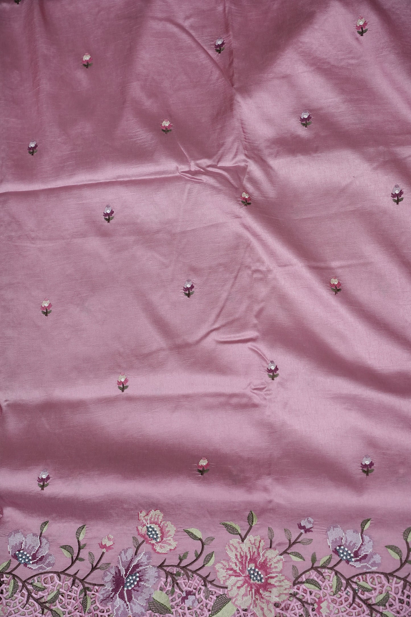 Party Wear Embroidered Soft Organza Saree – Pink Floral Elegance