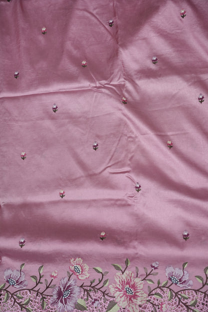 Party Wear Embroidered Soft Organza Saree – Pink Floral Elegance