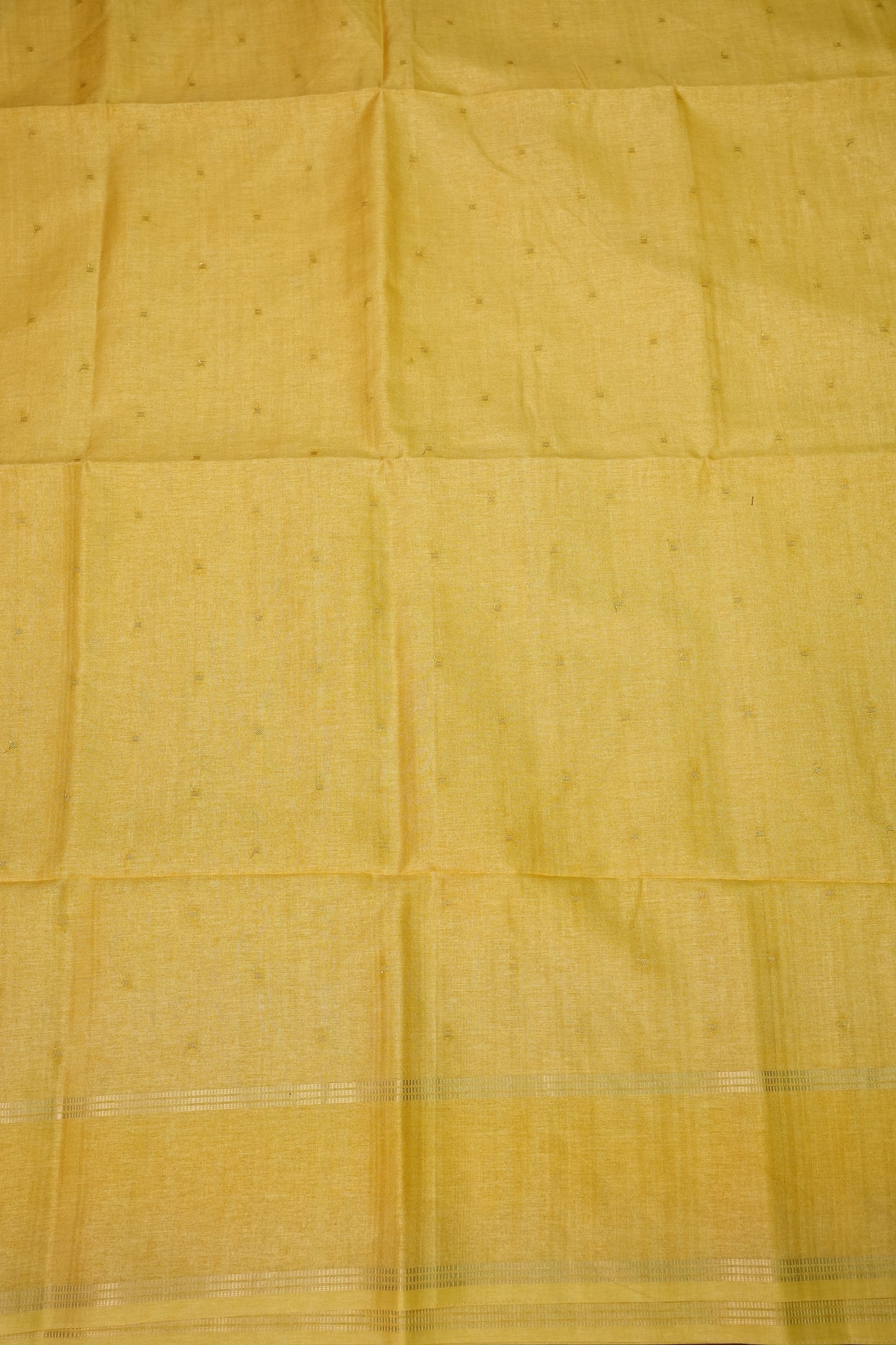 Semi Tussar Silk Saree with Traditional Gap Border – Mustard Yellow