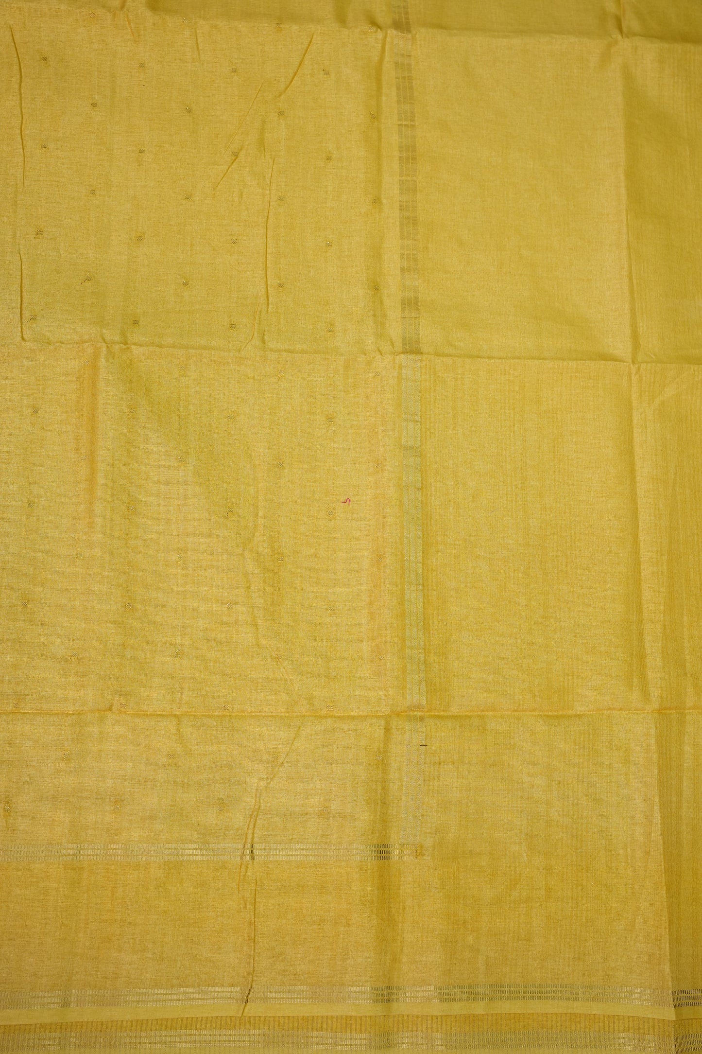 Semi Tussar Silk Saree with Traditional Gap Border – Mustard Yellow