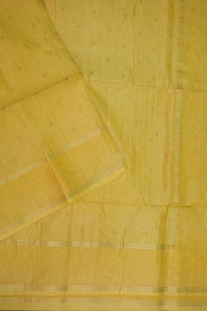 Semi Tussar Silk Saree with Traditional Gap Border – Mustard Yellow