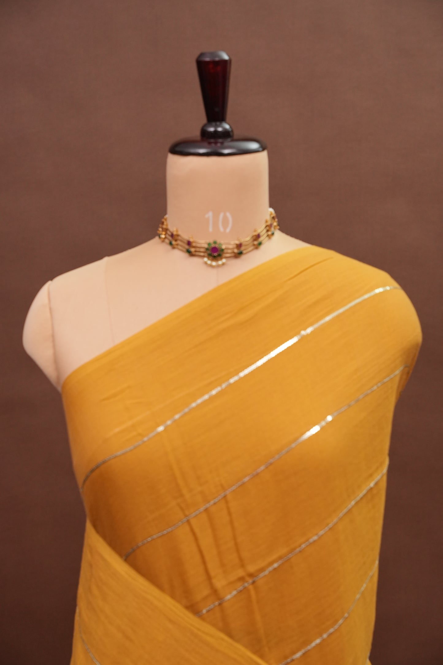 Mulmul Cotton Saree with Tassels - Mustard Yellow