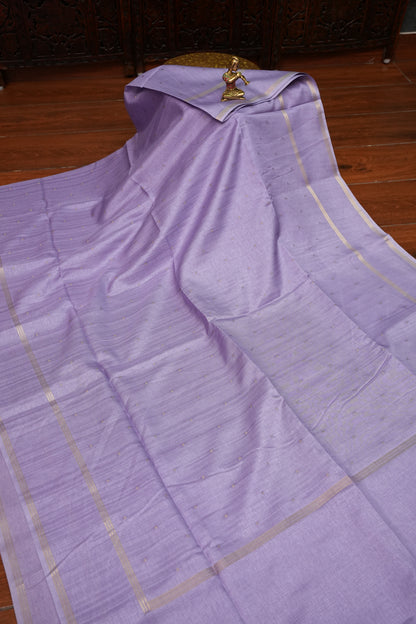 Semi Tussar Silk Saree with Traditional Gap Border – Lavender