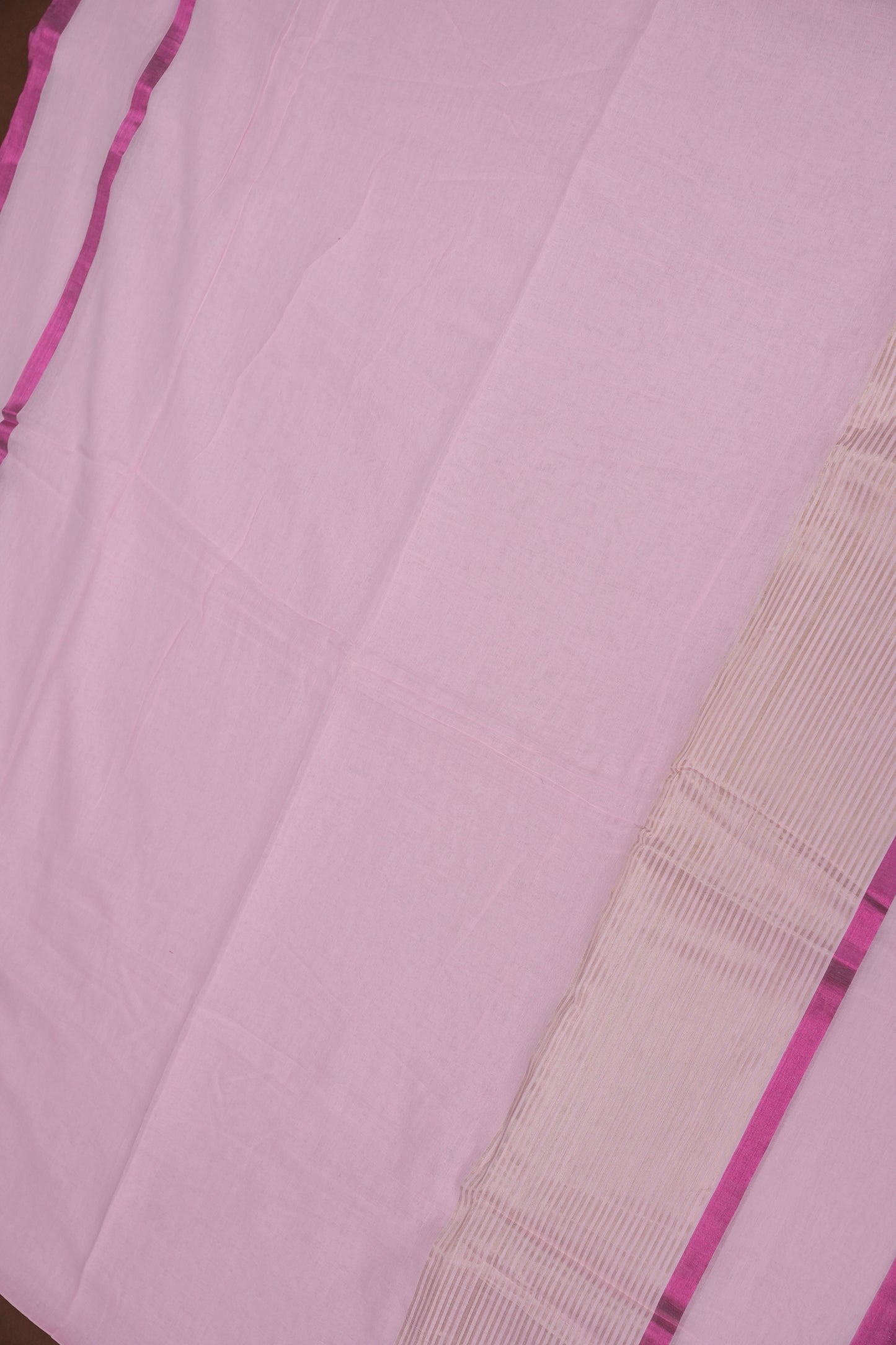 Mulmul Cotton Saree with Tassels - Baby Pink