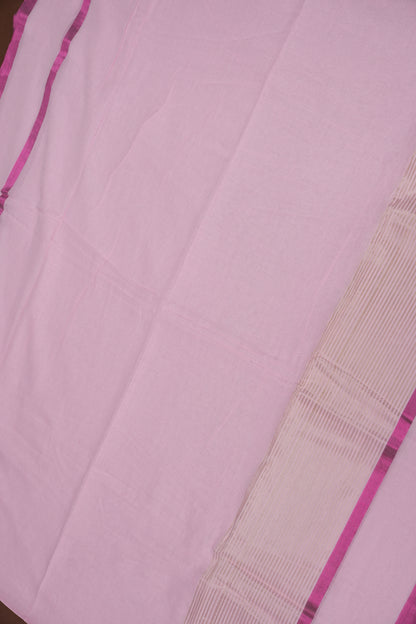 Mulmul Cotton Saree with Tassels - Baby Pink