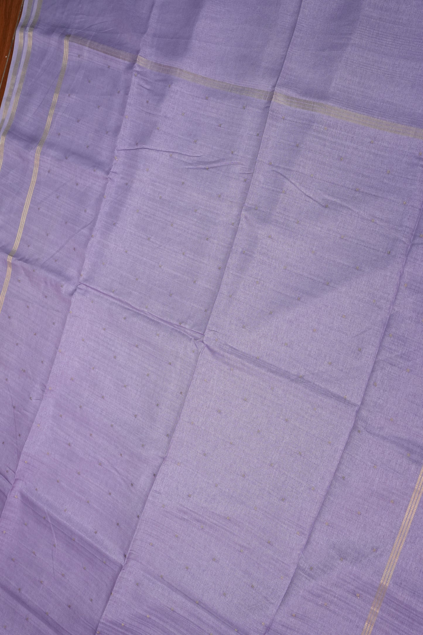 Semi Tussar Silk Saree with Traditional Gap Border – Lavender
