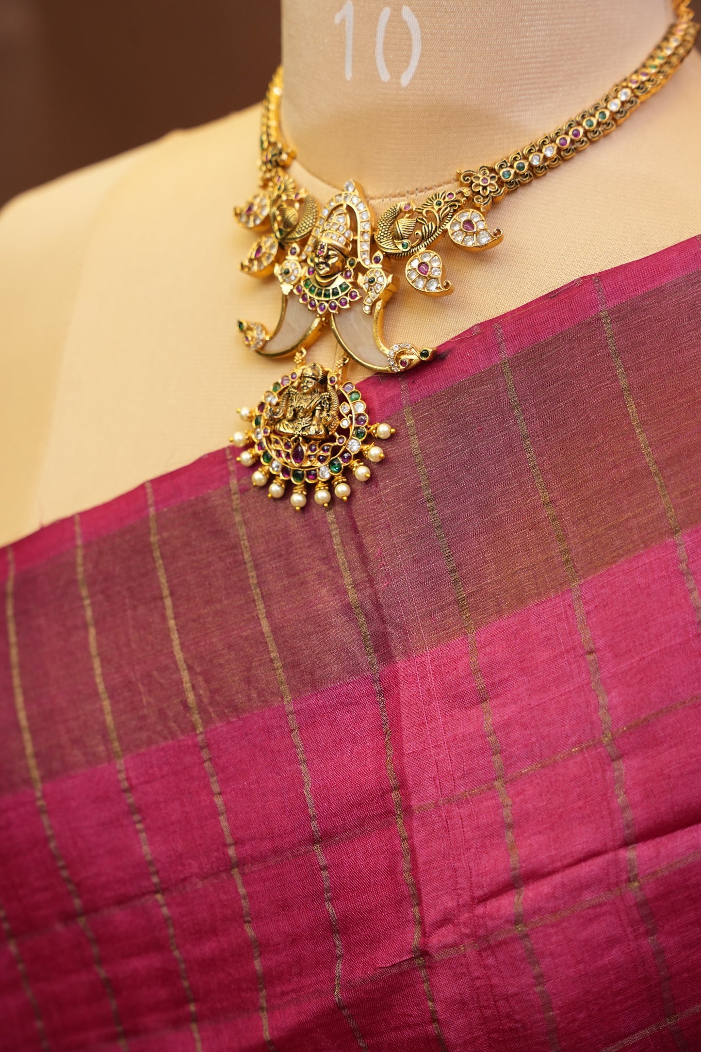 Pure Tussar Silk Saree with Handpainted Blouse-Pink|Silk Mark Certified