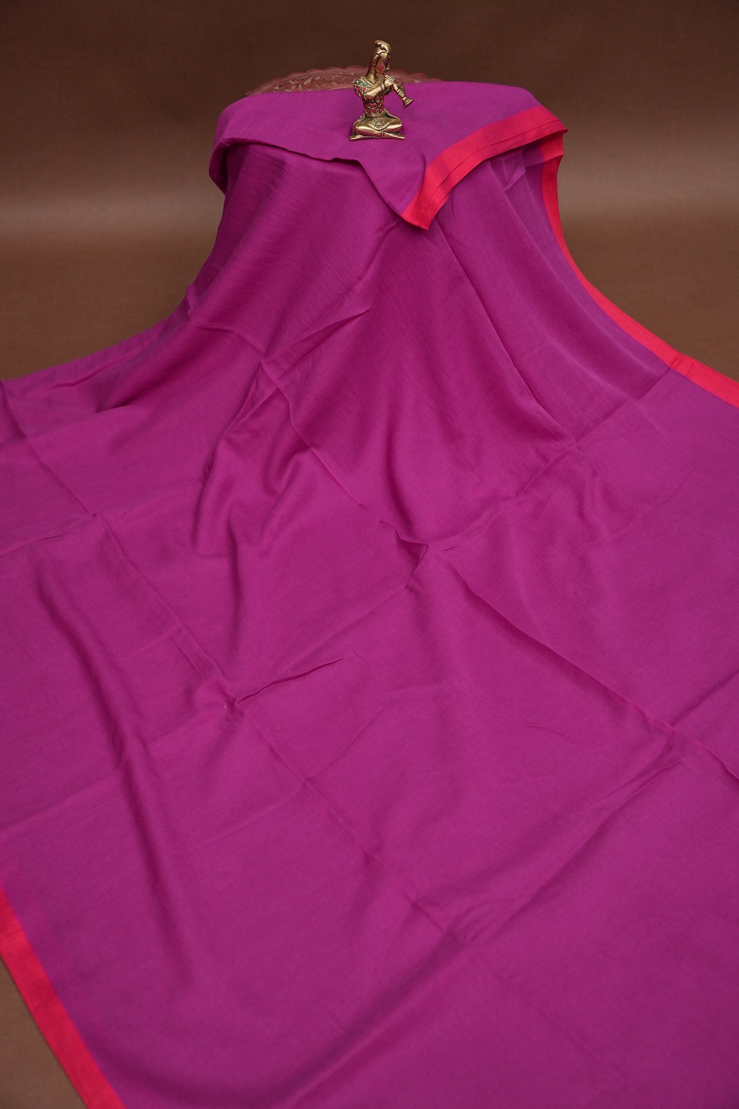 Mulmul Cotton Saree with Tassels - Pink