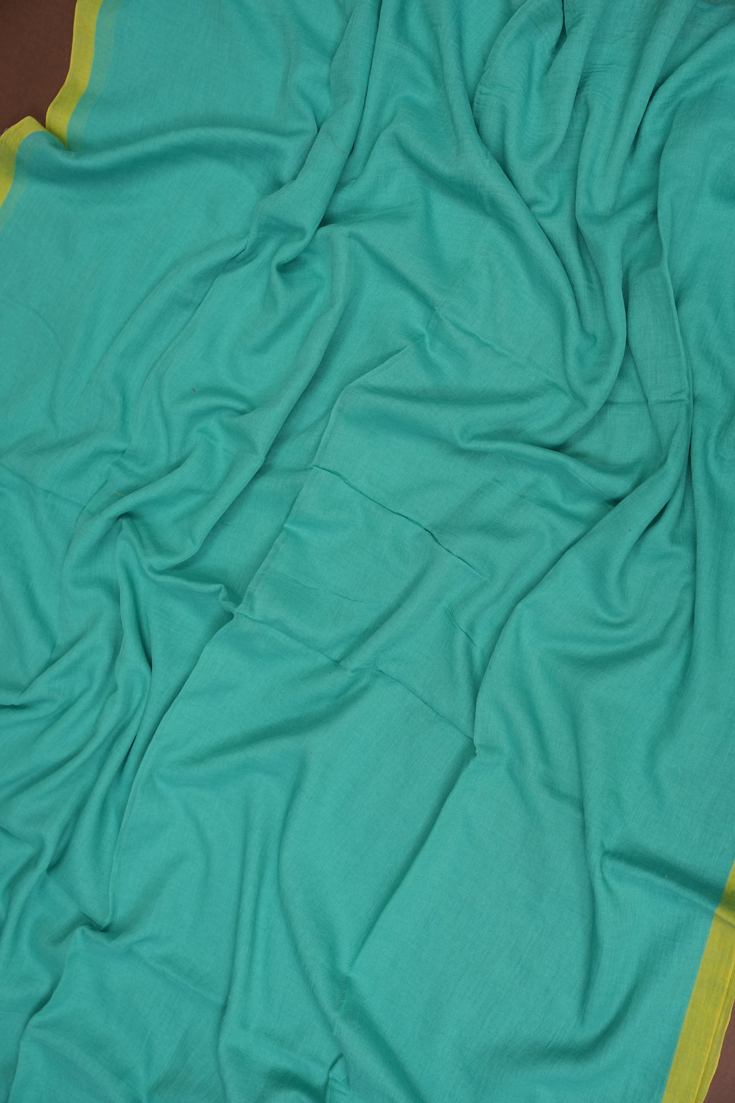 Mulmul Cotton Saree with Tassels - Turquoise
