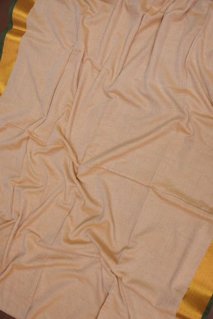 Mulmul Cotton Saree with Tassels - Beige