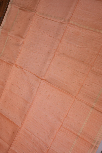 Semi Tussar Silk Saree with Traditional Gap Border – Peach