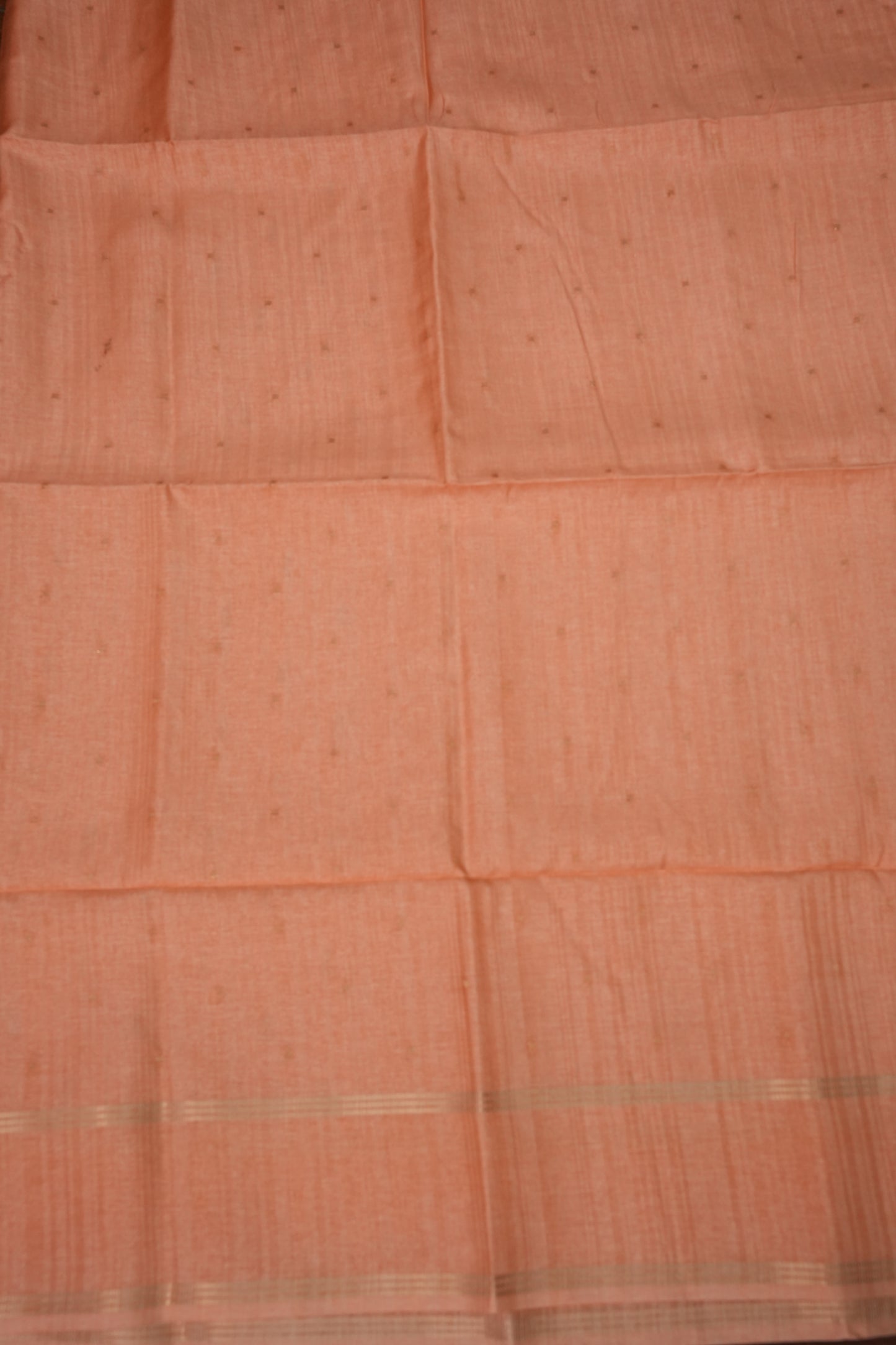 Semi Tussar Silk Saree with Traditional Gap Border – Peach