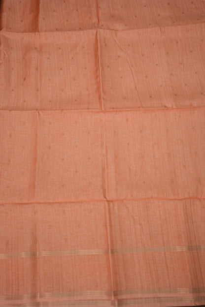 Semi Tussar Silk Saree with Traditional Gap Border – Peach