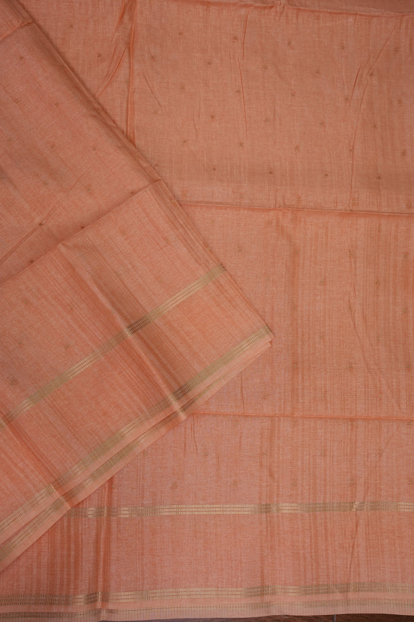 Semi Tussar Silk Saree with Traditional Gap Border – Peach