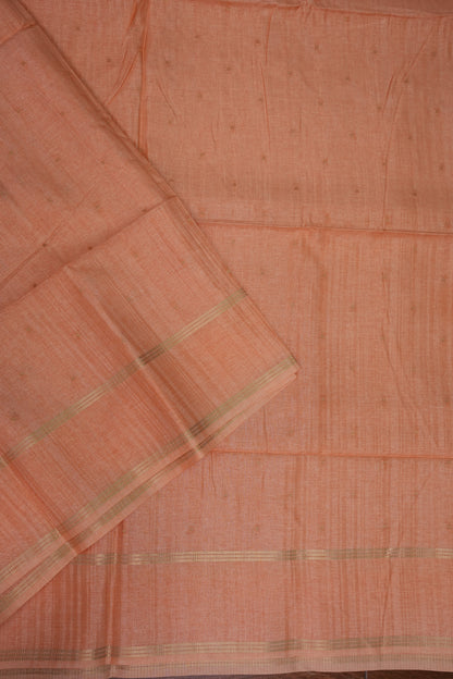 Semi Tussar Silk Saree with Traditional Gap Border – Peach