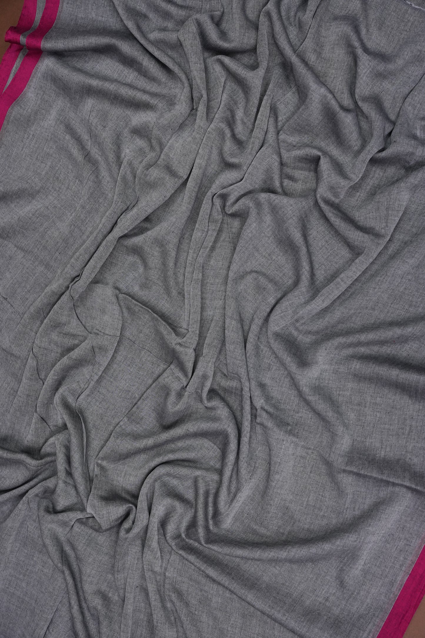 Mulmul Cotton Saree with Tassels - Grey