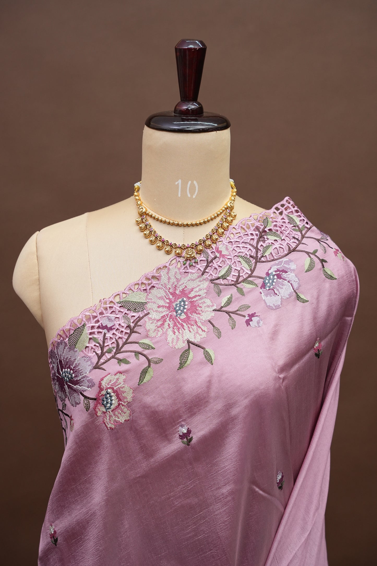 Party Wear Embroidered Soft Organza Saree – Pink Floral Elegance