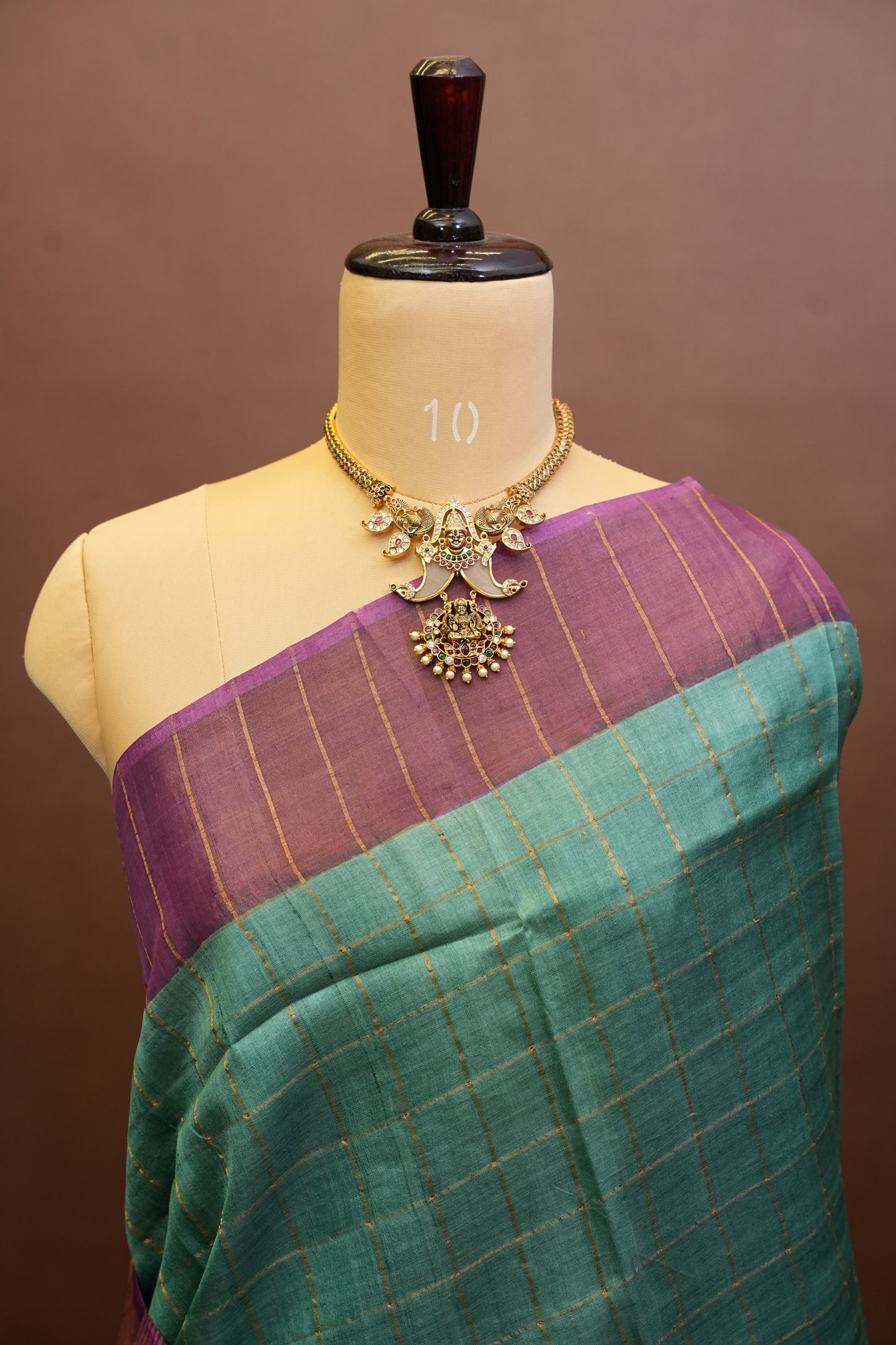 Pure Tussar Silk Saree with Handpainted Blouse-Sea Green|Silk Mark Certified