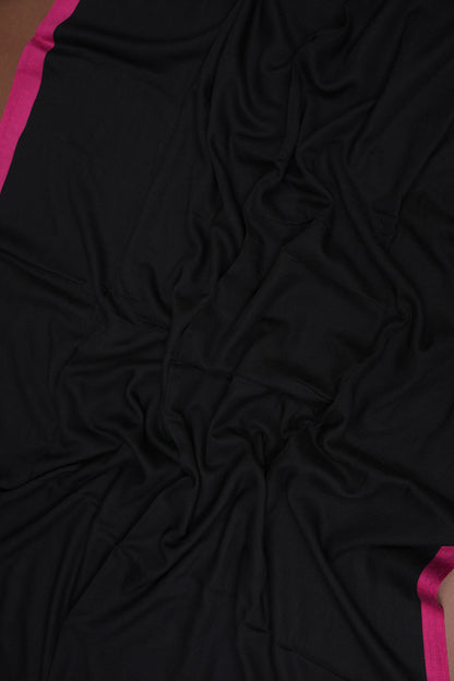 Mulmul Cotton Saree with Tassels - Black