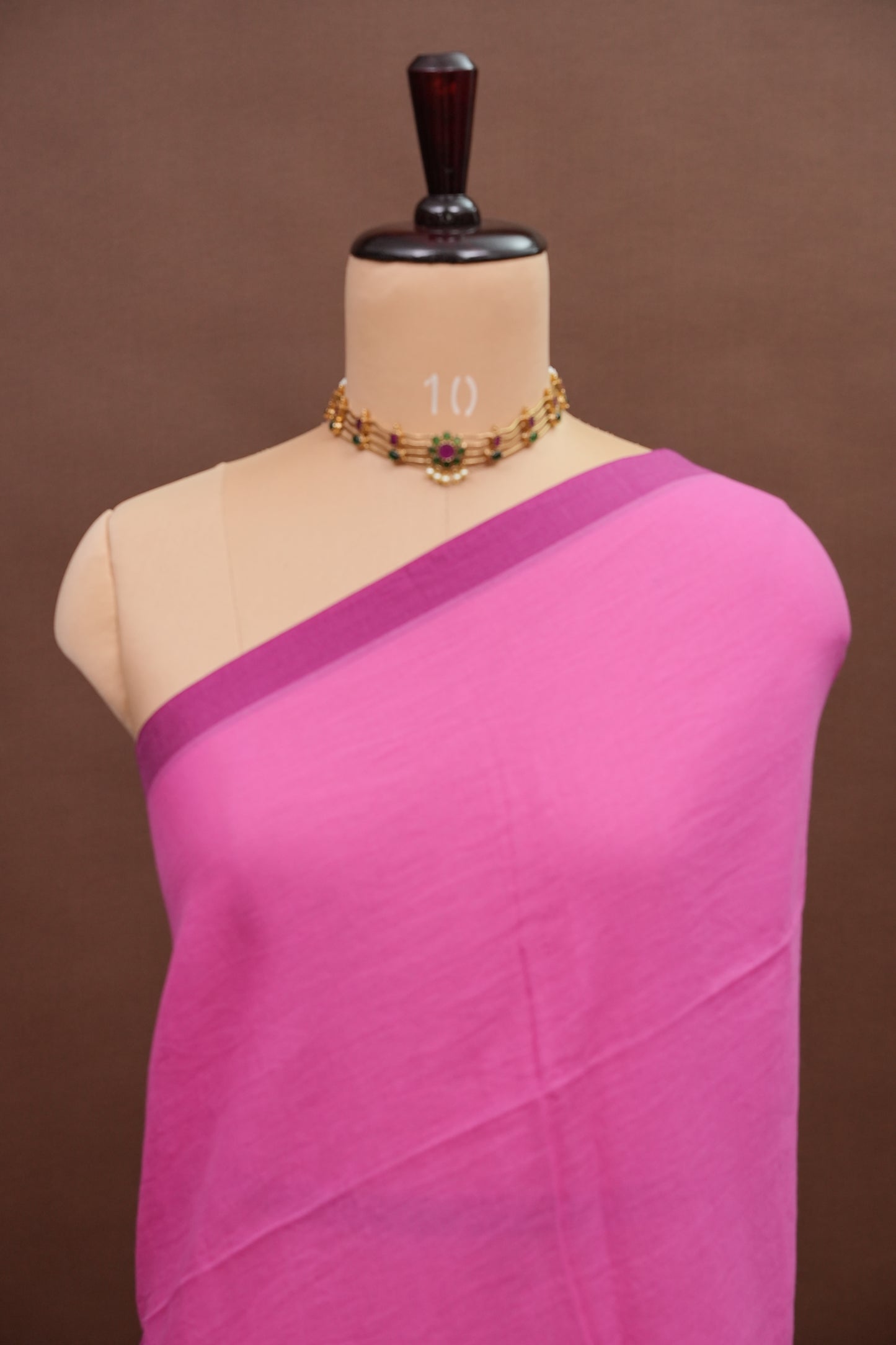 Mulmul Cotton Saree with Tassels - Pink