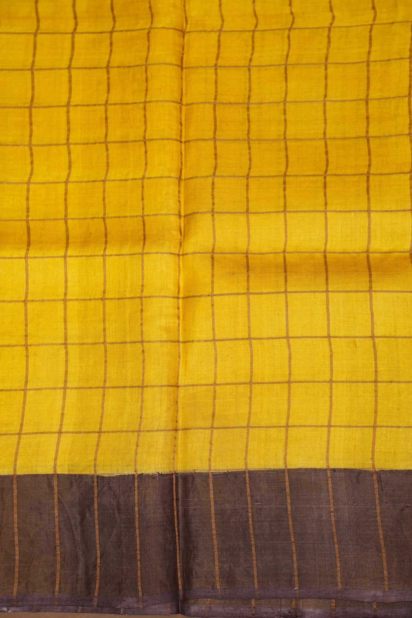 Pure Tussar Silk Saree with Handpainted Blouse-Yellow|Silk Mark Certified