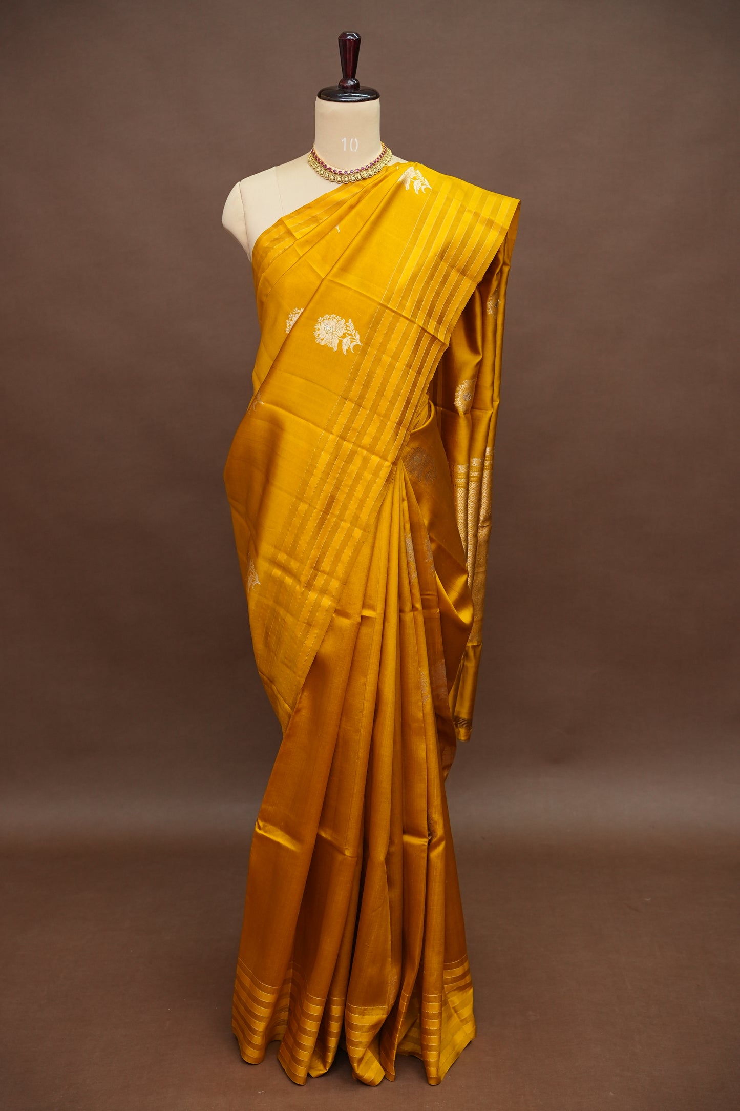 Pure Mango Silk Saree in Mustard | Silk Mark Certified