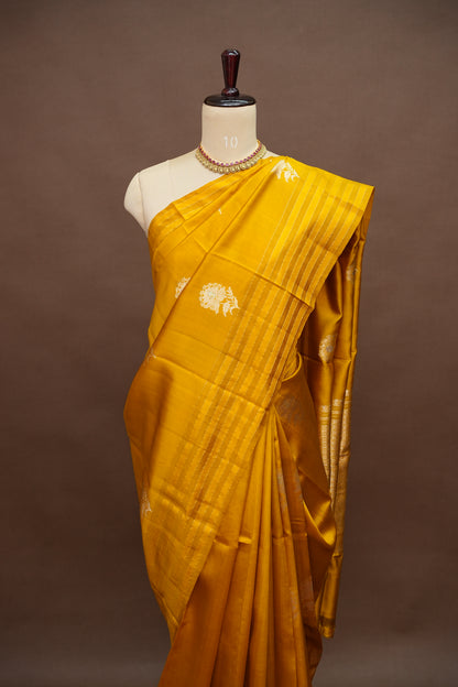Pure Mango Silk Saree in Mustard | Silk Mark Certified
