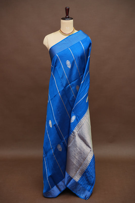 Pure Mango Silk Saree in Royal Blue | Silk Mark Certified